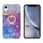 For iPhone XR Ring Holder 2.0mm Airbag TPU Phone Case(Blue Purple Marble) - 1