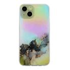 For iPhone 14 Laser Marble Pattern Clear TPU Shockproof Protective Case (Black) - 1