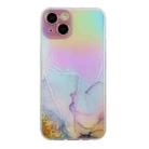 For iPhone 14 Laser Marble Pattern Clear TPU Shockproof Protective Case (Pink) - 1