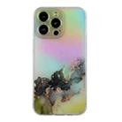 For iPhone 14 Pro Laser Marble Pattern Clear TPU Shockproof Protective Case(Black) - 1