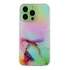 For iPhone 14 Pro Max Laser Marble Pattern Clear TPU Shockproof Protective Case(Green) - 1