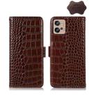 For Motorola Moto G32 Crocodile Top Layer Cowhide Leather Phone Case(Brown) - 1