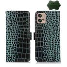 For Motorola Moto G32 Crocodile Top Layer Cowhide Leather Phone Case(Green) - 1