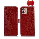 For Motorola Moto G32 Crocodile Top Layer Cowhide Leather Phone Case(Red) - 1