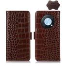 For Huawei Nova Y90/Enjoy 50 Pro Crocodile Top Layer Cowhide Leather Phone Case(Brown) - 1