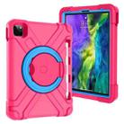 For iPad Pro 11 (2020) PC + Silicone Shockproof Combination Tablet Case with 360 Degree Rotating Holder & Handle(Rose Red+Blue) - 1