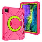 For iPad Pro 11 (2020) PC + Silicone Shockproof Combination Tablet Case with 360 Degree Rotating Holder & Handle(Rose Red+Grass Green) - 1