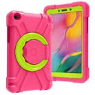 For Galaxy Tab A 8.0 (2019) T290 / T295 PC + Silicone Shockproof Combination Case with 360 Degree Rotating Holder & Handle(Rose Red+Grass Green) - 1