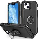 For iPhone 14 3 in 1 Ring Holder Phone Case (Black) - 1