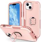 For iPhone 14 Plus 3 in 1 Ring Holder Phone Case (Pink) - 1