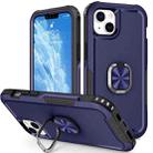 For iPhone 14 Plus 3 in 1 Ring Holder Phone Case (Navy Blue) - 1