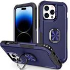 For iPhone 14 Pro 3 in 1 Ring Holder Phone Case(Navy Blue) - 1