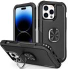 For iPhone 14 Pro Max 3 in 1 Ring Holder Phone Case (Black) - 1