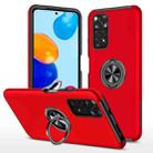 For Xiaomi Redmi Note 11 Global PC + TPU Shockproof Magnetic Phone Case with Invisible Ring Holder(Red) - 1