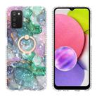 For Samsung Galaxy A03s 166.5mm EU Version Ring Holder 2.0mm Airbag TPU Phone Case(Ink Green Marble) - 1