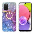 For Samsung Galaxy A03s 166.5mm EU Version Ring Holder 2.0mm Airbag TPU Phone Case(Blue Purple Marble) - 1