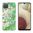 For Samsung Galaxy A12 5G / M12 / F12 Ring Holder 2.0mm Airbag TPU Phone Case(Gold Heart) - 1