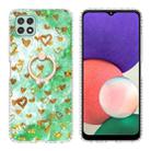 For Samsung Galaxy A22 5G Ring Holder 2.0mm Airbag TPU Phone Case(Gold Heart) - 1