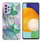 For Samsung Galaxy A53 5G Ring Holder 2.0mm Airbag TPU Phone Case(Ink Green Marble) - 1