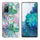For Samsung Galaxy S20 FE 5G / 4G Ring Holder 2.0mm Airbag TPU Phone Case(Ink Green Marble) - 1