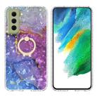 For Samsung Galaxy S21 FE 5G Ring Holder 2.0mm Airbag TPU Phone Case(Blue Purple Marble) - 1