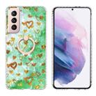 For Samsung Galaxy S21+ 5G Ring Holder 2.0mm Airbag TPU Phone Case(Gold Heart) - 1