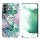 For Samsung Galaxy S22 5G Ring Holder 2.0mm Airbag TPU Phone Case(Ink Green Marble) - 1