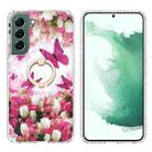 For Samsung Galaxy S22 5G Ring Holder 2.0mm Airbag TPU Phone Case(Dancing Butterflies) - 1