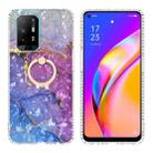 For OPPO A94 4G / F19 Pro / Reno5 F Ring Holder 2.0mm Airbag TPU Phone Case(Blue Purple Marble) - 1