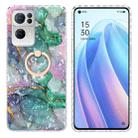For OPPO Reno7 Pro 5G Ring Holder 2.0mm Airbag TPU Phone Case(Ink Green Marble) - 1