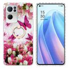 For OPPO Reno7 Pro 5G Ring Holder 2.0mm Airbag TPU Phone Case(Dancing Butterflies) - 1