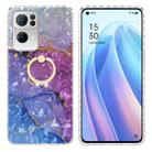 For OPPO Reno7 Pro 5G Ring Holder 2.0mm Airbag TPU Phone Case(Blue Purple Marble) - 1