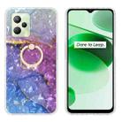 For Realme C35 Ring Holder 2.0mm Airbag TPU Phone Case(Blue Purple Marble) - 1