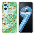 For Realme 9i / OPPO A36 / A76 / A96 4G Ring Holder 2.0mm Airbag TPU Phone Case(Gold Heart) - 1