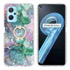 For Realme 9i / OPPO A36 / A76 / A96 4G Ring Holder 2.0mm Airbag TPU Phone Case(Ink Green Marble) - 1