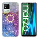 For Realme C20 / C21A / Narzo 50i Ring Holder 2.0mm Airbag TPU Phone Case(Blue Purple Marble) - 1