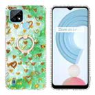 For Realme C21 Ring Holder 2.0mm Airbag TPU Phone Case(Gold Heart) - 1
