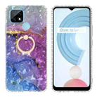For Realme C21 Ring Holder 2.0mm Airbag TPU Phone Case(Blue Purple Marble) - 1
