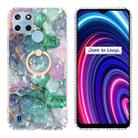 For Realme C25Y / C21Y Ring Holder 2.0mm Airbag TPU Phone Case(Ink Green Marble) - 1