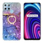 For Realme C25Y / C21Y Ring Holder 2.0mm Airbag TPU Phone Case(Blue Purple Marble) - 1