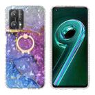 For Realme 9 Pro+ 5G / 9 4G Ring Holder 2.0mm Airbag TPU Phone Case(Blue Purple Marble) - 1