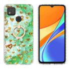 For Xiaomi Redmi 9C / 9 Indian Version Ring Holder 2.0mm Airbag TPU Phone Case(Gold Heart) - 1