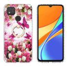 For Xiaomi Redmi 9C / 9 Indian Version Ring Holder 2.0mm Airbag TPU Phone Case(Dancing Butterflies) - 1