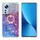 For Xiaomi 12 / 12X Ring Holder 2.0mm Airbag TPU Phone Case(Blue Purple Marble) - 1