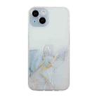 For iPhone 14 Hollow Marble Pattern TPU Straight Edge Fine Hole Protective Case (Grey) - 1