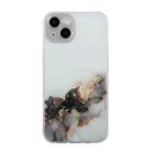 For iPhone 14 Hollow Marble Pattern TPU Straight Edge Fine Hole Protective Case (Black) - 1