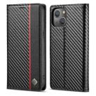 For iPhone 14 LC.IMEEKE Carbon Fiber PU + TPU Leather Case (Vertical Black) - 1