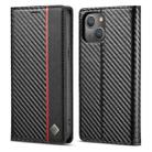For iPhone 14 Plus LC.IMEEKE Carbon Fiber PU + TPU Leather Case (Vertical Black) - 1