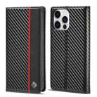 For iPhone 14 Pro LC.IMEEKE Carbon Fiber PU + TPU Leather Case(Vertical Black) - 1