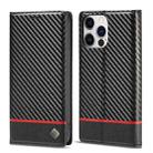 For iPhone 14 Pro LC.IMEEKE Carbon Fiber PU + TPU Leather Case(Horizontal Black) - 1